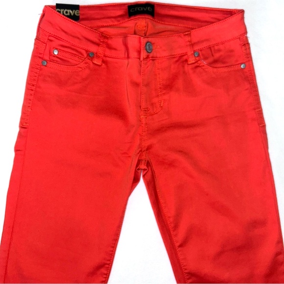 Red Mid Rise Ankle Skinny Jeans - Picture 8 of 9